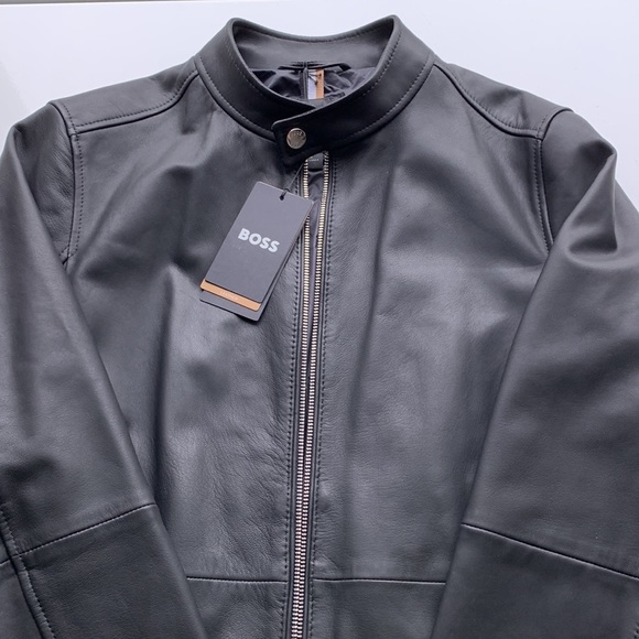 BOSS Nokuri Lambskin Leather Biker Jacket - Picture 16 of 16